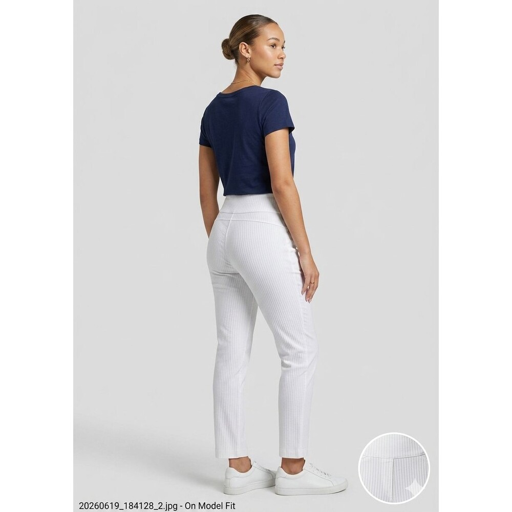 Versona Women’s 4 NWT White Ankle Pants Slim Fit Stretch Pull On Trousers Stripe